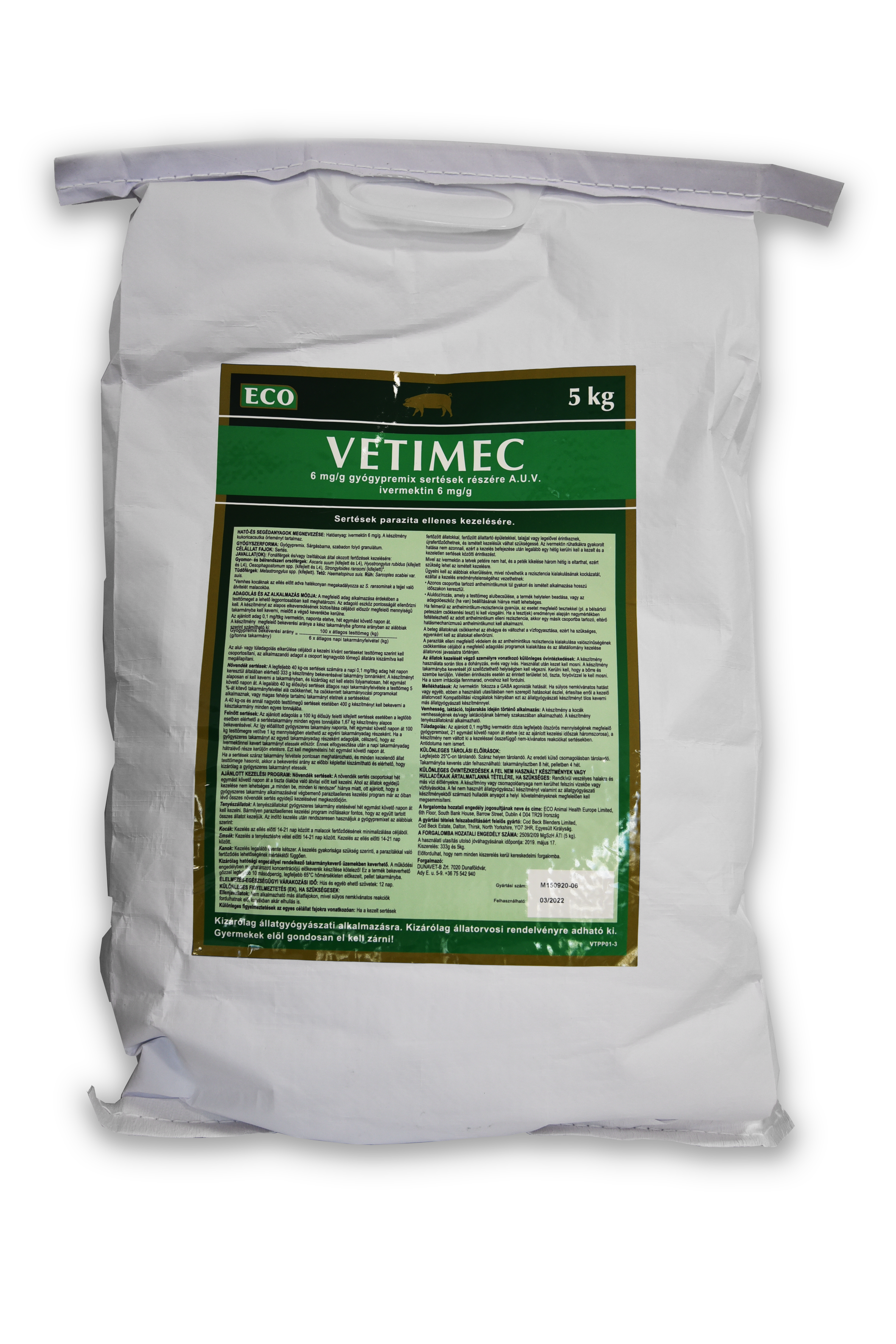 VETIMEC 6 mg/g gyógypremix sertések részére A.U.V.