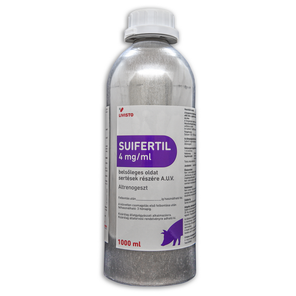 SUIFERTIL 4 mg/ml belsőleeges oldat sertések részére A.U.V.